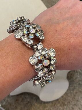 Vintage Juliana 5 Link Clear Rhinestone Bracelet 1960’s